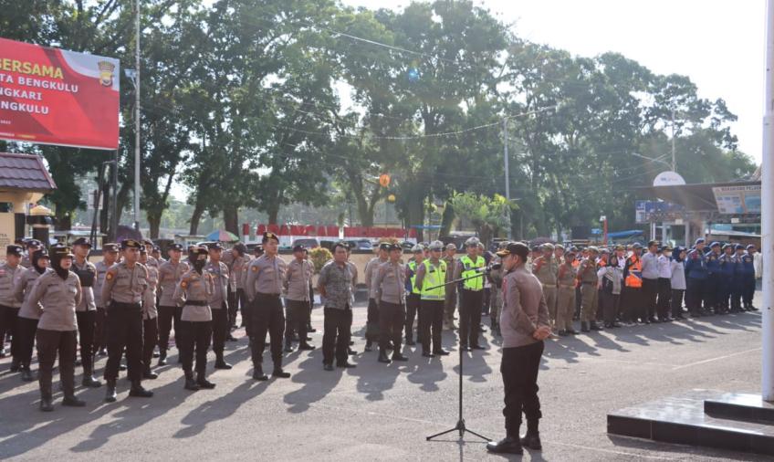 Amankan Malam Puncak HUT Kota Bengkulu ke-304, Polresta Bengkulu Gelar Apel Gabungan