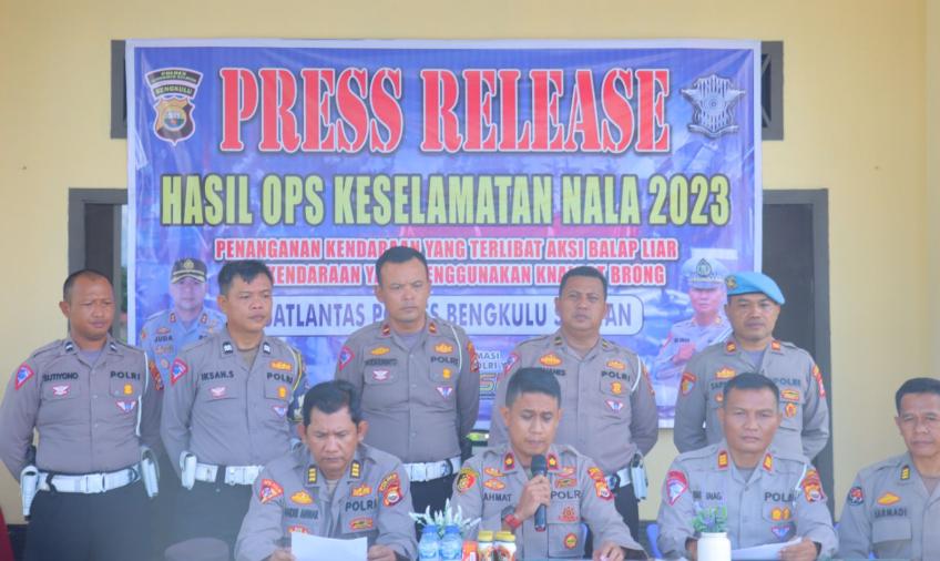 Rilis, Total 58 Knalpot Brong Disita, 37 Sepeda Motor yang Diamankan Polres Bengkulu Selatan