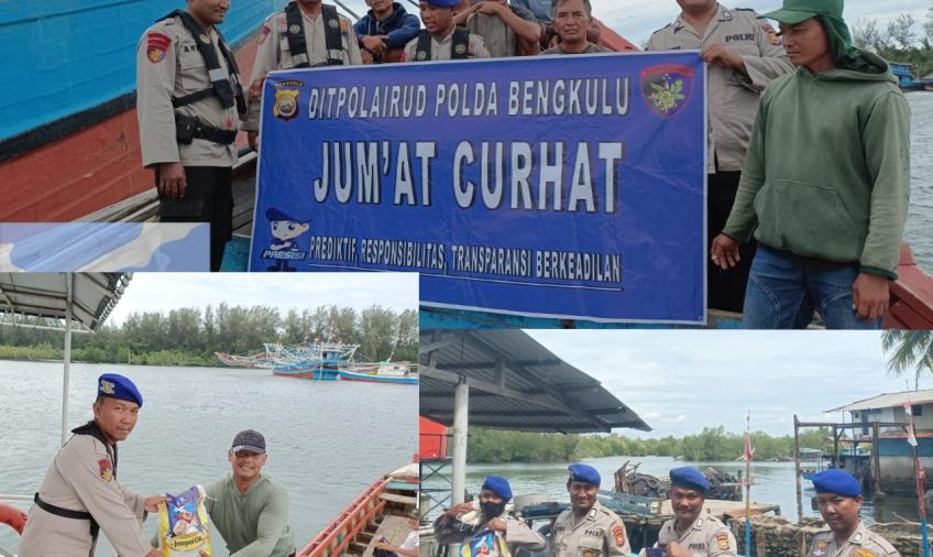 Seru! Jumat Curhat Ditpolairud Dilaut Sambil Bagikan Beras ke Nelayan