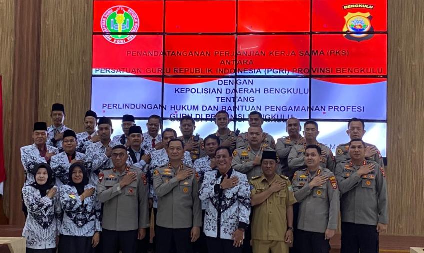 Kapolres Rejang Lebong Hadiri Penandatanganan MoU Polda Bengkulu dan PGRI