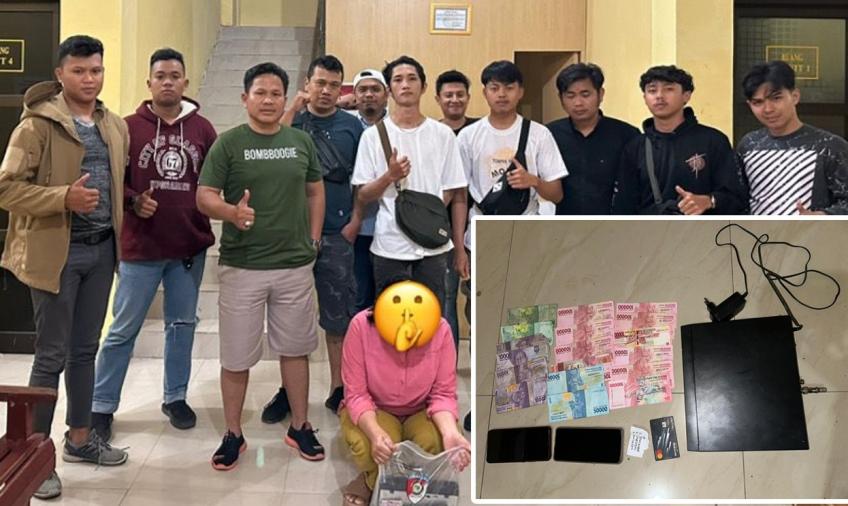 Terduga pelaku bersama barang bukti