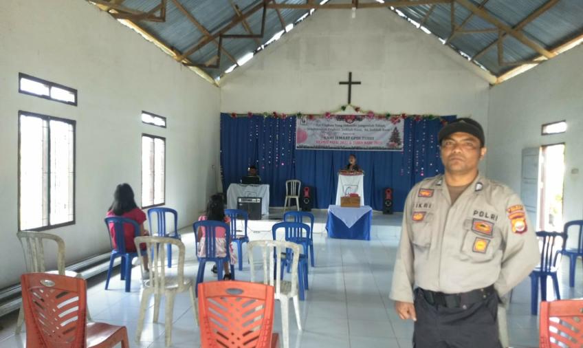 Polsek Lebong Atas Lakukan Pengamanan Ibadah Mingguan Umat Kristiani