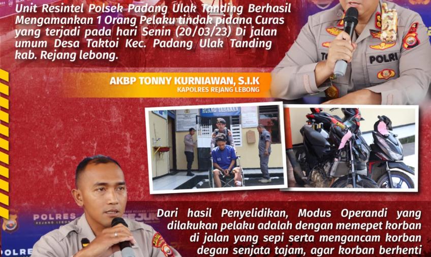 Pelaku Begal Didor Unit Reskrim Polsek Padang Ulak Tanding