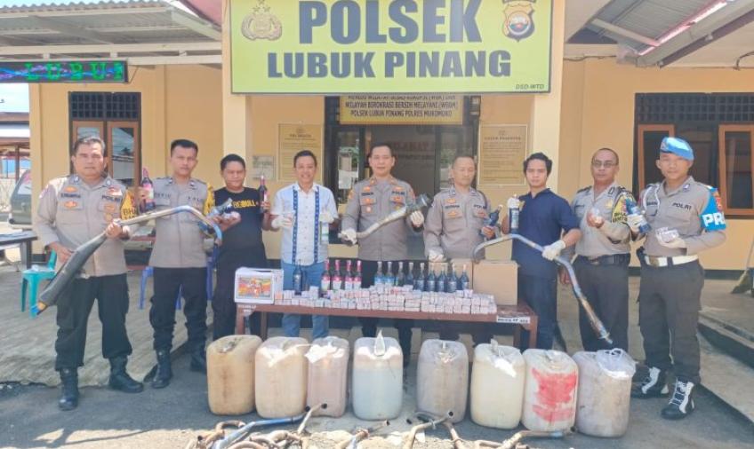 Ciptakan Ramadan Kondusif, Polsek Lubuk Pinang Sita Ribuan Petasan, Miras dan 29 Knalpot Brong