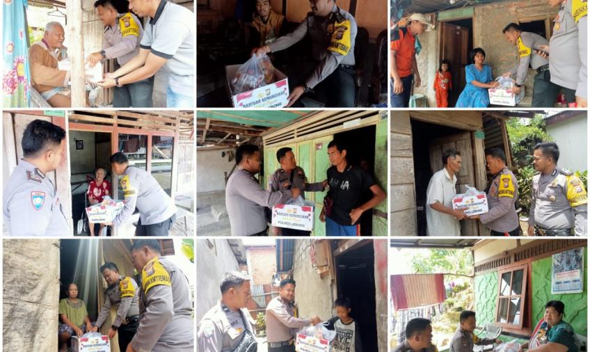Polsek Lebong Selatan Distribusikan Bansos Kepada Warga Kurang Mampu 
