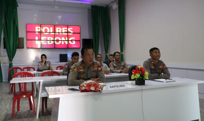 Kapolres Lebong dan PJU Ikuti Vicon Anev Dipimpin Kapolri