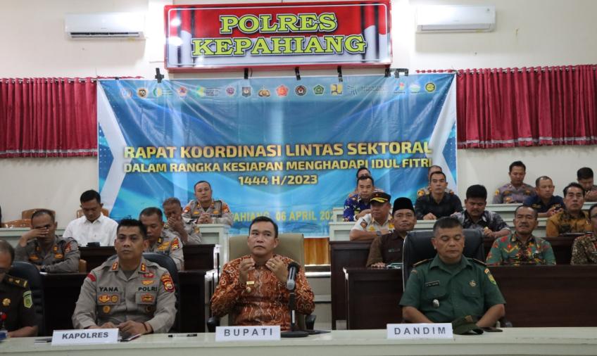 Kapolres Kepahiang Bersama Forkopimda Ikuti Rakor Lintas Sektoral Persiapan Idul Fitri Secara Daring