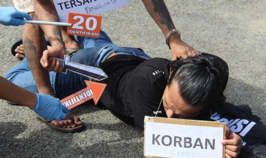 Polisi Gelar Rekontruksi Perkara Pembunuhan di  Pasar Bawah 