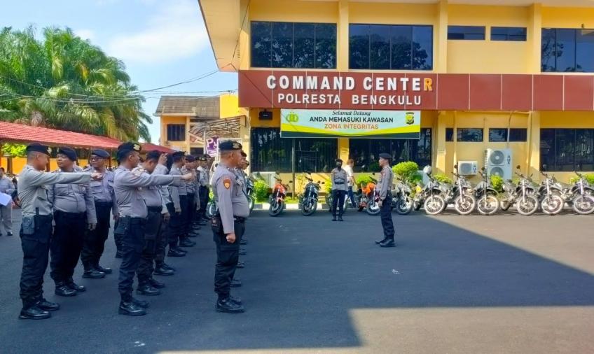 Sat Samapta Polresta Bengkulu  Cek  Kesiapan dan Kelengkapan Personel  