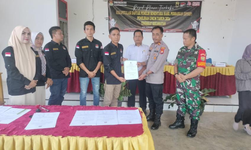 Kapolsek Lais Hadiri Pleno Terbuka DPSHP Tingkat Kecamatan Air Padang. 