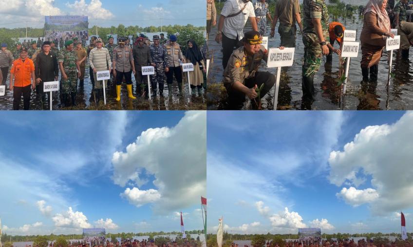Kapolresta Bengkulu, Hadiri Kegiatan Puncak Penanaman Mangrove Nasional di Pelabuhan Sumber Jaya