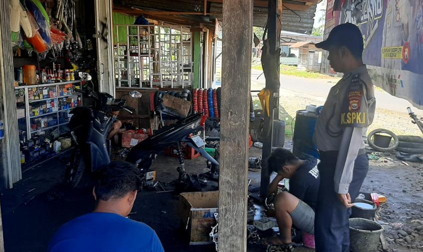 Wujudkan Situasi Kamtibmas, Polsek Padang Jaya Berikan Imbauan Kepada Bengkel Motor