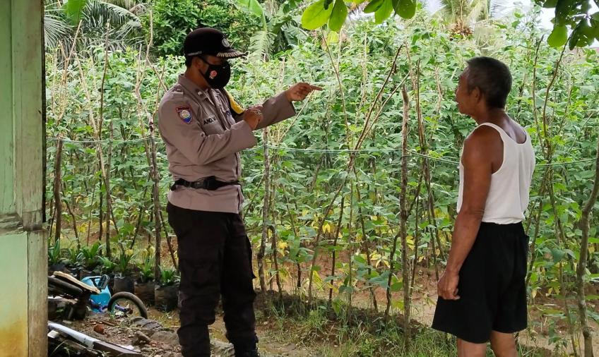 Bhabinkamtibmas Sharing Budidaya Kangkung Untuk Dukung Ketahanan Pangan