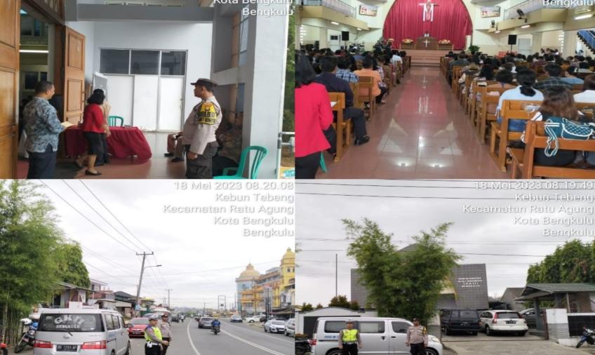 Berikan Rasa Aman Perayaan Kenaikan Isa Almasih 2023, Polresta Bengkulu dan Polsek Jajajaran Laksanakan Pengamanan Ibadah Gereja