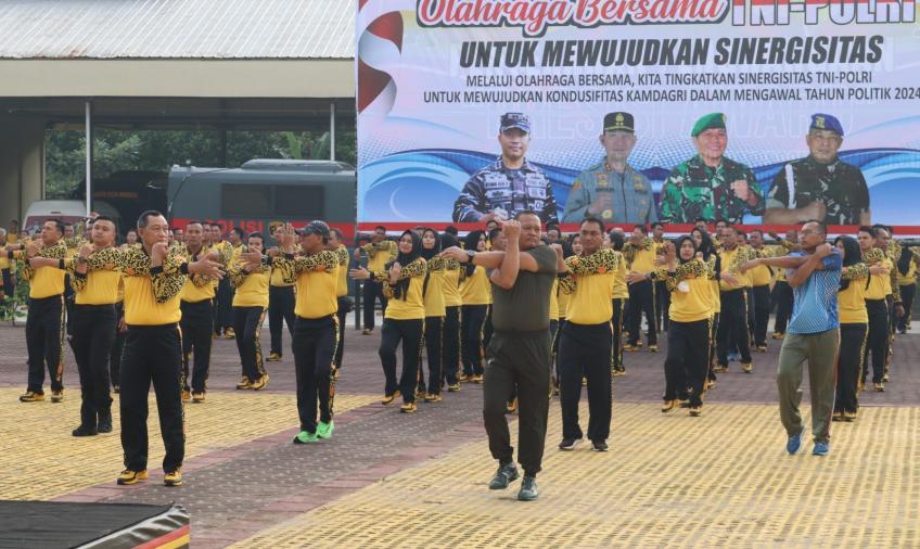 Wujudkan Sinergitas TNI/Polri, Polda Bengkulu Gelar Olahraga Bersama