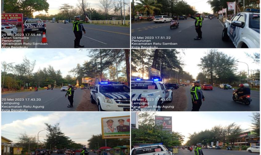 Sabtu Sore, Satlantas Patroli di Objek Wisata Kawasan Pantai Panjang