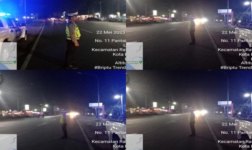 Malam Hari, Satlantas Polresta Bengkulu Patroli di Pantai Panjang, Cegah 3C