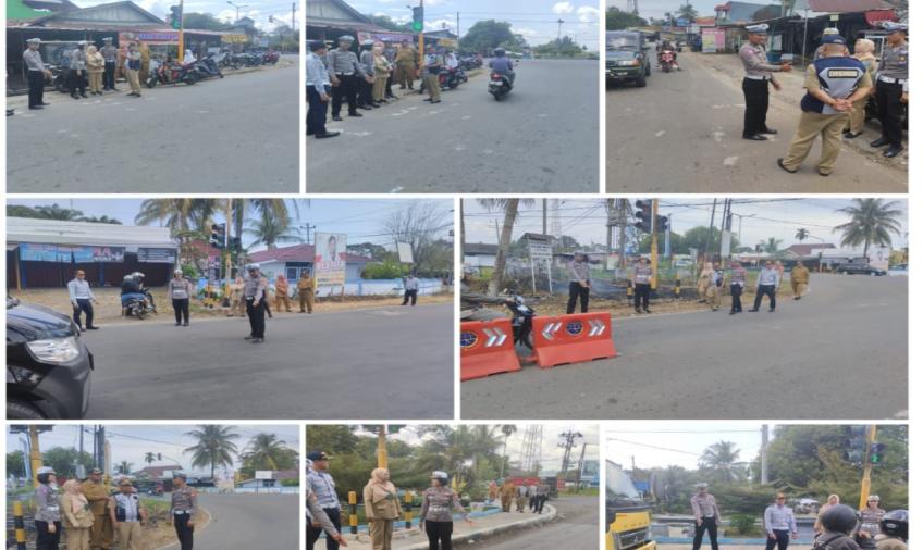 Satlantas Cek Zebra Cross yang Sudah Pudar dan Rusak