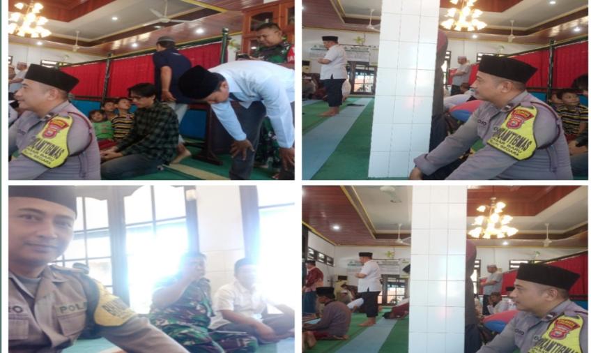 Bhabinkamtibmas Polsek Teluk Segara Monitoring Salat Dhuhur di Masjid 
