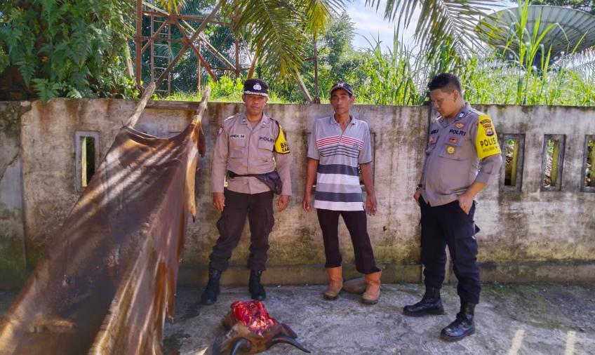 Polsek Ketahun Turun ke Pasar Hindari Adanya Pemotongan Sapi Gelonggongan