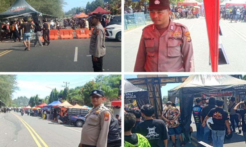 Polisi Berikan Pengamanan Gelaran Drag Bike-Drag Race di Pantai Panjang