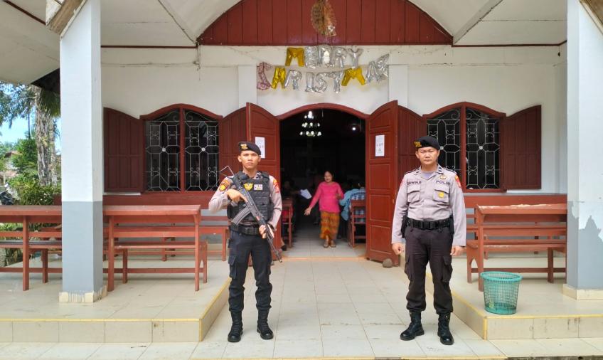 Pengamanan Ibadah Rutin di Gereja HKI Resort Kota Bani 