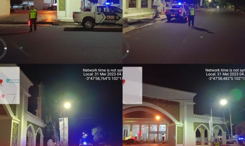 Patroli KRYD, Sat Lantas Polresta Bengkulu Lakukan Pengamanan Salat Subuh