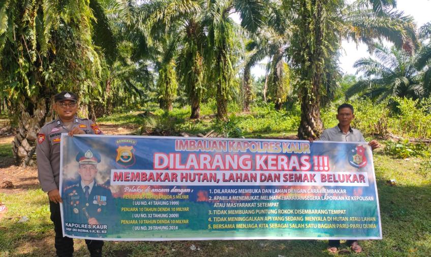 Sosialisasi Larangan Pembakaran Hutan dan Lahan Serta Semak Belukar di Wilkum Polsek Kaur Utara