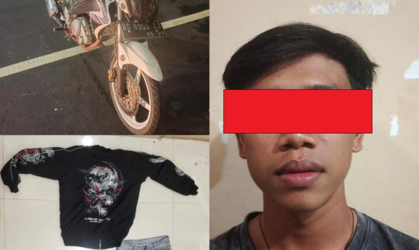 Terduga pelaku dan barang bukti yang diamankan polisi