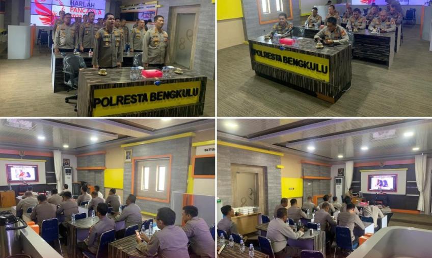 6 Kapolres Ikuti Bedah Buku Rekonstruksi Nasionalisme di Polresta Bengkulu Secara Virtual