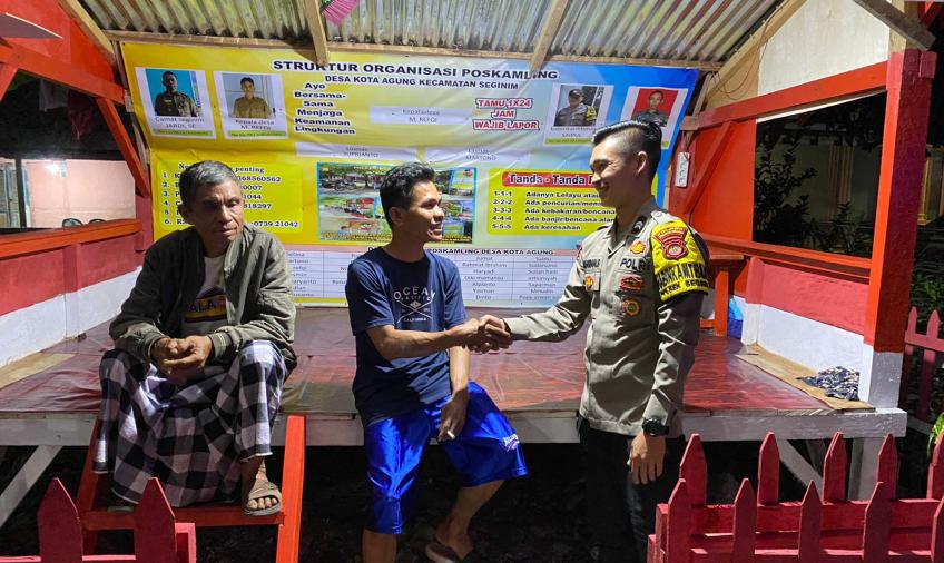 Patroli, Polsek Seginim Cek Piket Ronda Desa Kota Agung  Seginim