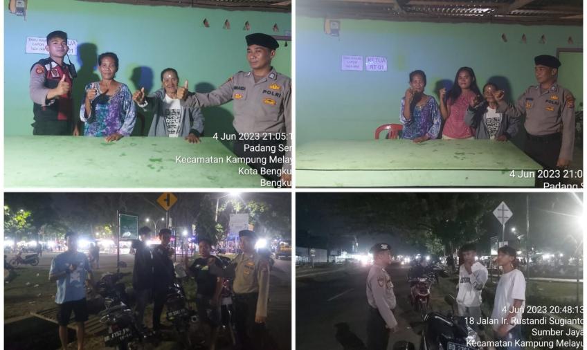Patroli Malam Sat Samapta Polresta Bengkulu, Sambani Ketua RT dan Warga Berkumpul