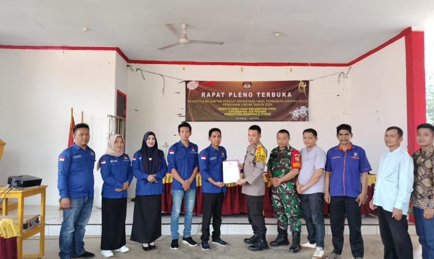 Monitor Tahapan Pemilu 2024, Polsek Lais Hadiri Pleno Terbuka