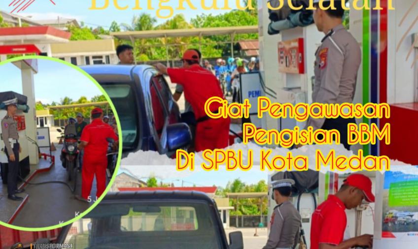 Berikan Pengamanan, Sat Lantas Polres Bengkulu Selatan Atur Antrian di  SPBU Kutau 