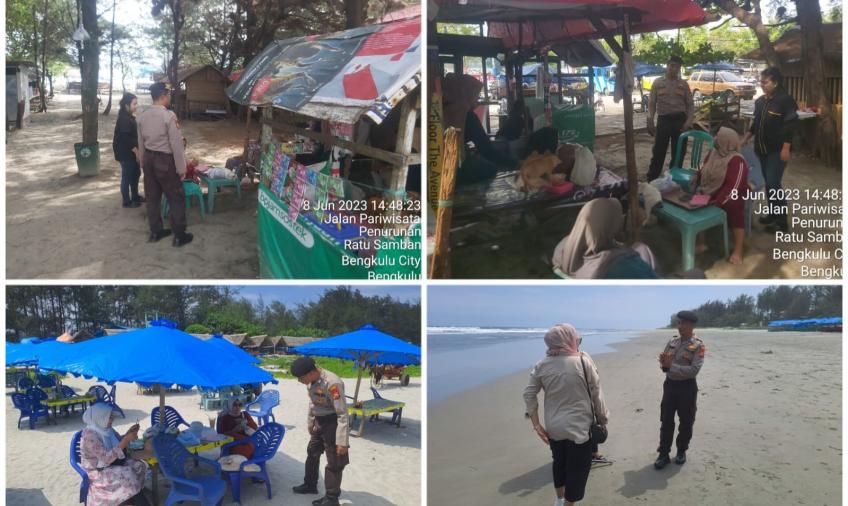 Cegah Kejahatan, Sat Samapta Polresta Bengkulu Patroli  di Kawasan Pantai 