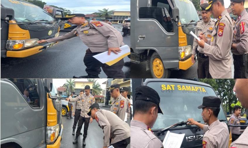 Jelang Pemilu 2024, Polresta Bengkulu Melaksanakan Pengecekan Kelengkapan Ranmor