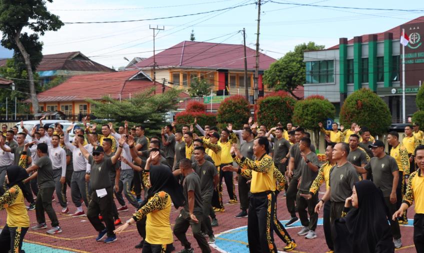 Sambut Hari Bhayangkara, Polres Rejang Lebong Gelar Olahraga Bersama Polri-TNI