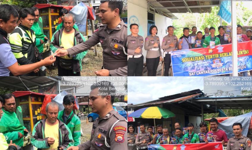 Satlantas Polresta Bengkulu Gelar Sosialisasi Tertib Berlalu Lintas Bersama Driver Ojol 