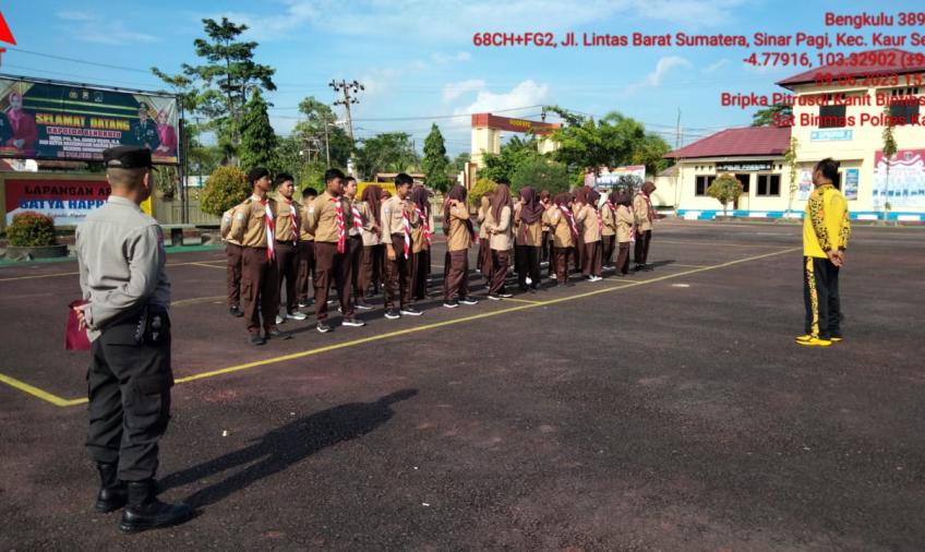 Lahirkan Generasi yang Disiplin, Sat Binmas Polres Kaur Melaksanakan Pembinaan Saka Bhayangkara 