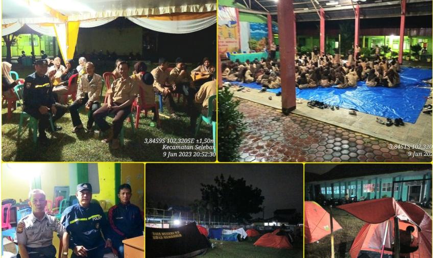 Berikan Pengamanan, Polsek Selebar Monitoring Perkemahan di SMAN 03 Kota Bengkulu 