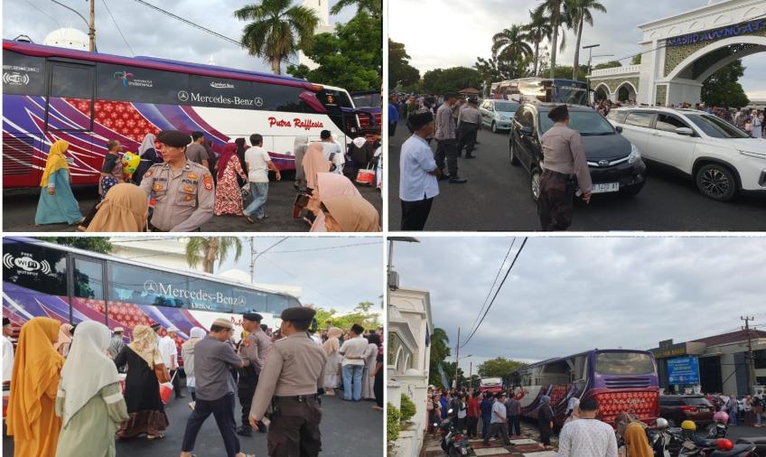 Polresta Bengkulu, Melakukan Pengamanan Pemberangkatan Calon Jemaah Haji Kota Bengkulu Tahun 2023/1444 H 