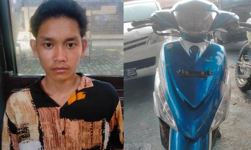 Terduga pelaku bersama barang bukti
