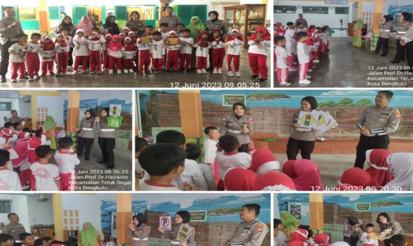 Tanamkan Tertib Berlalulintas Sejak Dini, Polresta Bengkulu Kunjungi TK Alsyiyah Bustanul Athfal