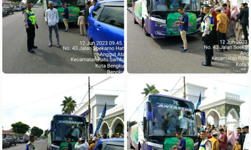 Polresta Bengkulu, Lakukan Pengamanan dan Pengawalan Keberangkatan Calon Jemaah Haji Kota Bengkulu 