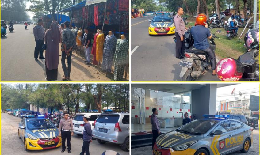 Sore Hari, Personel Polsek Ratu Samban Patroli di Kawasan Pantai Panjang 