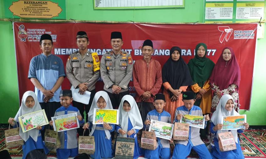Menuju HUT Bhayangkara ke-77, Polsek Batik Nau Gelar Lomba Melukis di TPQ Al-Ikhlas