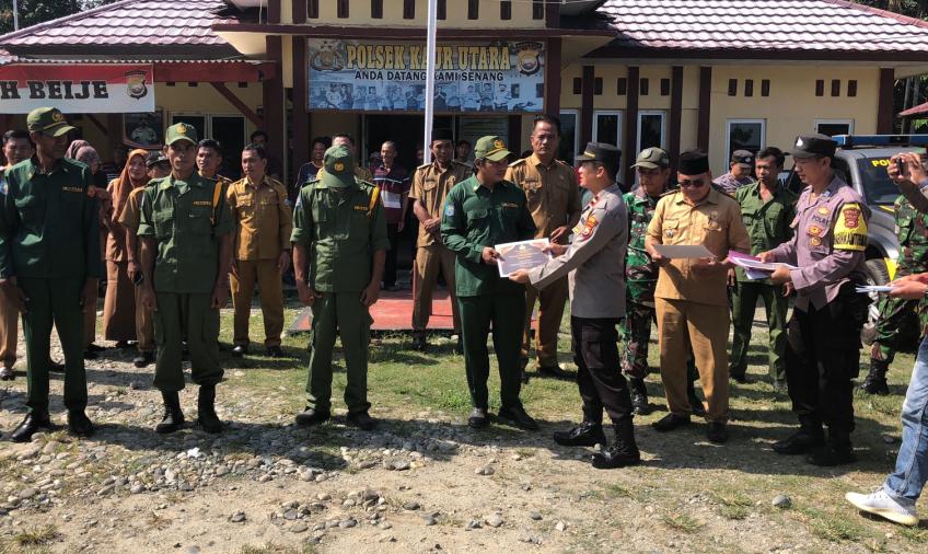 Polsek Kaur Utara, Gelar Pelatihan Linmas di Wilkum 