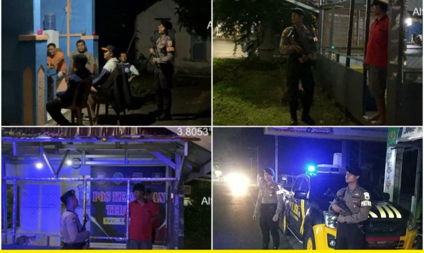 Patroli Malam, Sat Sampata Sambangi Pos Kamling Sampaikan Imbauan Kamtibmas 