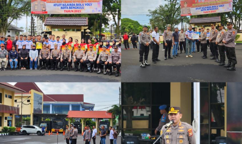 Kapolresta Bengkulu Lepas Kontingen Atlet Bola Voli Kota Bengkulu Bertanding di Kejurda 