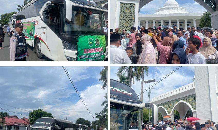 Polresta Bengkulu, Lakukan Pengamanan dan Pengawalan Keberangkatan CJH Kota Bengkulu Kloter ke 5 